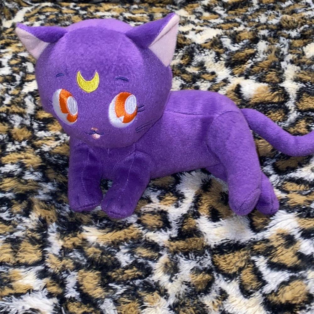 Clever Idiots Sailor Moon Collectible Luna Purple Laying Cat Stuffed Animal 8”